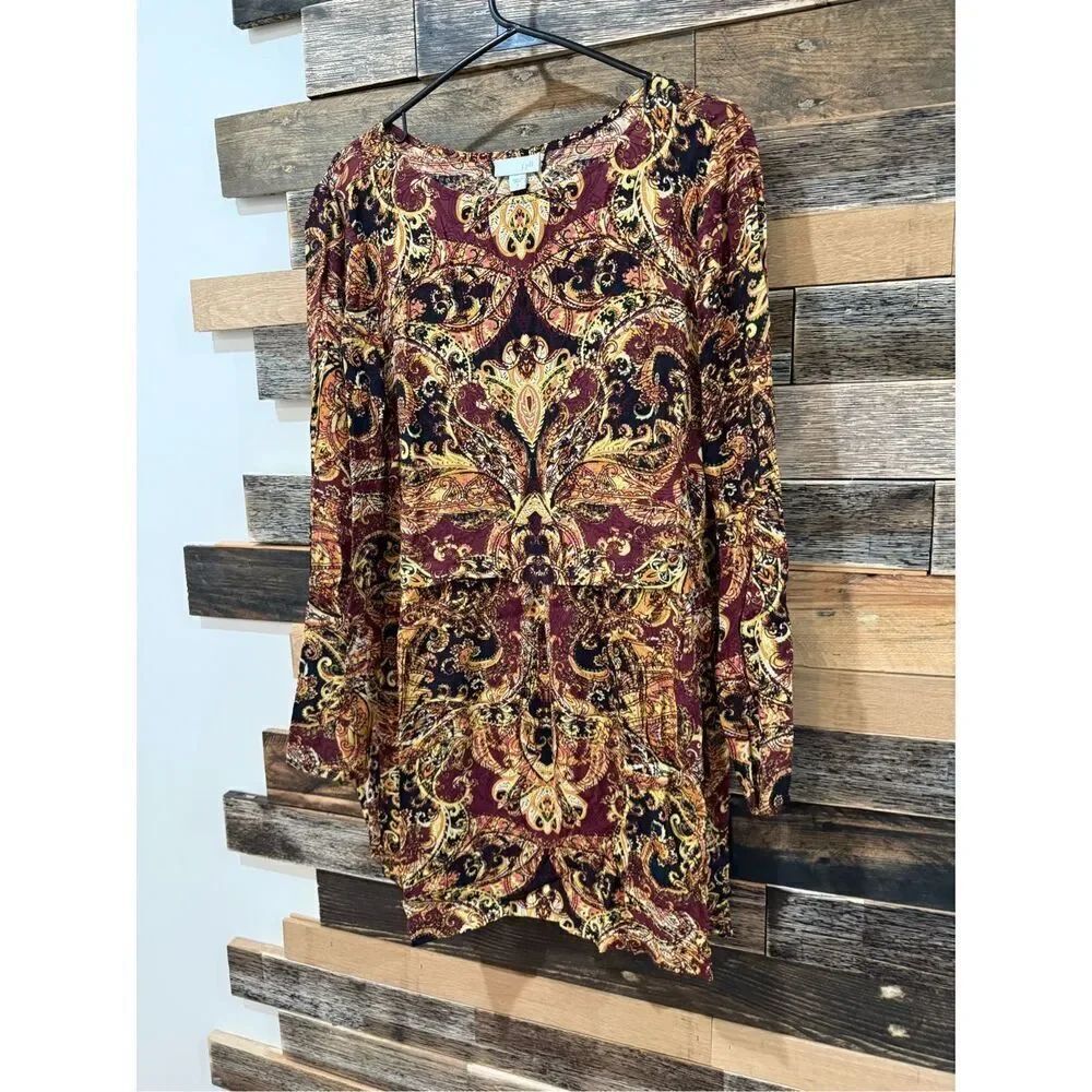 J. Jill Multicolor Paisley Tunic Top Blouse Size M